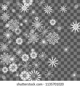 Christmas and New Year background vector with falling white snowflakes. Well suited for a Christmas card, banner or poster. EPS 10