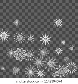 Christmas and New Year background vector with falling white snowflakes. Well suited for a Christmas card, banner or poster. EPS 10