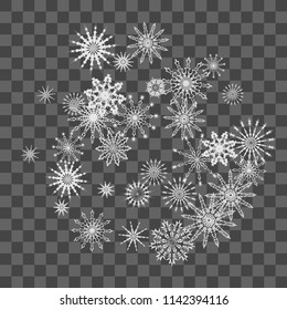 Christmas and New Year background vector with falling white snowflakes. Well suited for a Christmas card, banner or poster. EPS 10