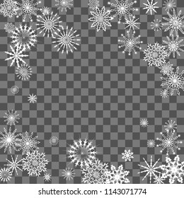 Christmas and New Year background vector with falling white snowflakes. Well suited for a Christmas card, banner or poster. EPS 10