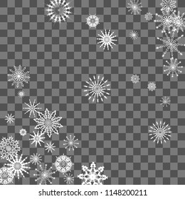 Christmas and New Year background vector with falling white snowflakes. Well suited for a Christmas card, banner or poster. EPS 10