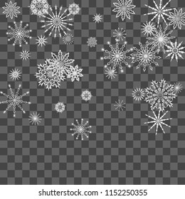 Christmas and New Year background vector with falling white snowflakes. Well suited for a Christmas card, banner or poster. EPS 10