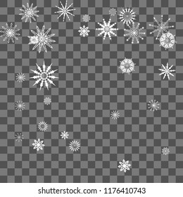 Christmas and New Year background vector with falling white snowflakes. Well suited for a Christmas card, banner or poster. EPS 10