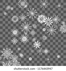 Christmas and New Year background vector with falling white snowflakes. Well suited for a Christmas card, banner or poster. EPS 10