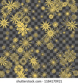 Christmas and New Year background vector with falling snowflakes. The effect of decorating snowflakes. Winter vacation. Well suited for a Christmas card, banner or poster. EPS 10