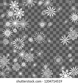 Christmas and New Year background vector with falling white snowflakes. Well suited for a Christmas card, banner or poster. EPS 10