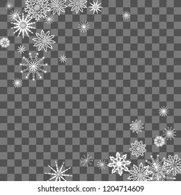 Christmas and New Year background vector with falling white snowflakes. Well suited for a Christmas card, banner or poster. EPS 10