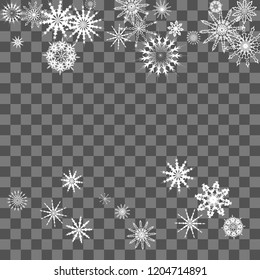 Christmas and New Year background vector with falling white snowflakes. Well suited for a Christmas card, banner or poster. EPS 10