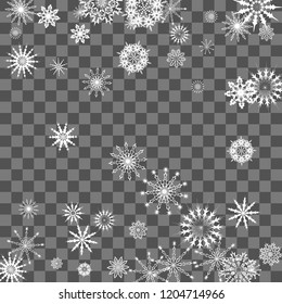 Christmas and New Year background vector with falling white snowflakes. Well suited for a Christmas card, banner or poster. EPS 10