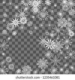 Christmas and New Year background vector with falling white snowflakes. Well suited for a Christmas card, banner or poster. EPS 10