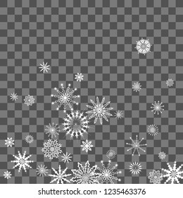 Christmas and New Year background vector with falling white snowflakes. Well suited for a Christmas card, banner or poster. EPS 10