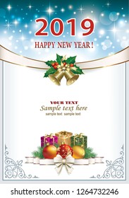 Christmas and New Year background. Vector illustration