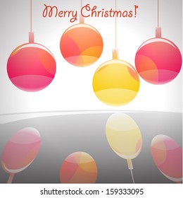 Christmas and New Year background. Vector holly in the shape of Xmas ball