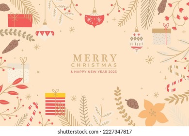 Christmas and New Year background vector for greeting cards, poster, banner