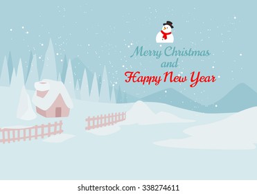 Christmas and New Year Background, vector illustration.