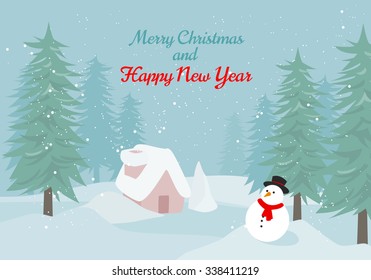 Christmas and New Year Background, vector illustration.