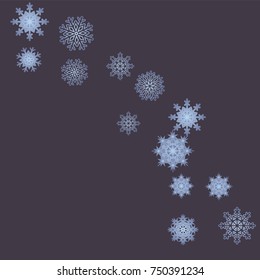 Christmas and New Year background vector with falling snowflakes. The effect of decorating snowflakes. Winter vacation. Well suited for a Christmas card, banner or poster. EPS 10