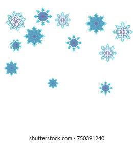 Christmas and New Year background vector with falling snowflakes. The effect of decorating snowflakes. Winter vacation. Well suited for a Christmas card, banner or poster. EPS 10