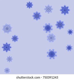 Christmas and New Year background vector with falling snowflakes. The effect of decorating snowflakes. Winter vacation. Well suited for a Christmas card, banner or poster. EPS 10