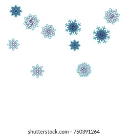 Christmas and New Year background vector with falling snowflakes. The effect of decorating snowflakes. Winter vacation. Well suited for a Christmas card, banner or poster. EPS 10
