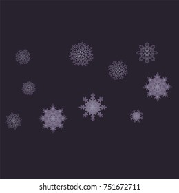 Christmas and New Year background vector with falling snowflakes. The effect of decorating snowflakes. Winter vacation. Well suited for a Christmas card, banner or poster. EPS 10