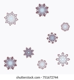 Christmas and New Year background vector with falling snowflakes. The effect of decorating snowflakes. Winter vacation. Well suited for a Christmas card, banner or poster. EPS 10