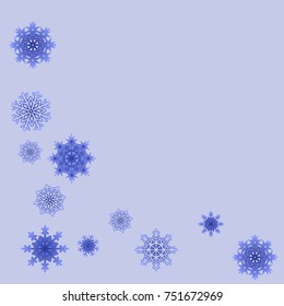 Christmas and New Year background vector with falling snowflakes. The effect of decorating snowflakes. Winter vacation. Well suited for a Christmas card, banner or poster. EPS 10