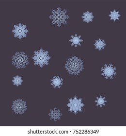 Christmas and New Year background vector with falling snowflakes. The effect of decorating snowflakes. Winter vacation. Well suited for a Christmas card, banner or poster. EPS 10