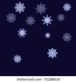 Christmas and New Year background vector with falling snowflakes. The effect of decorating snowflakes. Winter vacation. Well suited for a Christmas card, banner or poster. EPS 10