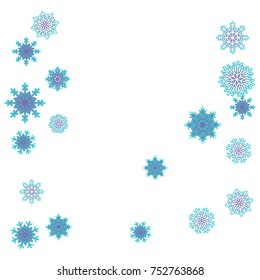 Christmas and New Year background vector with falling snowflakes. The effect of decorating snowflakes. Winter vacation. Well suited for a Christmas card, banner or poster. EPS 10