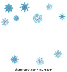 Christmas and New Year background vector with falling snowflakes. The effect of decorating snowflakes. Winter vacation. Well suited for a Christmas card, banner or poster. EPS 10
