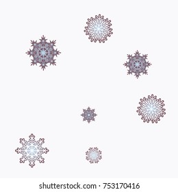 Christmas and New Year background vector with falling snowflakes. The effect of decorating snowflakes. Winter vacation. Well suited for a Christmas card, banner or poster. EPS 10
