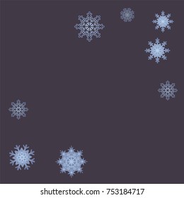 Christmas and New Year background vector with falling snowflakes. The effect of decorating snowflakes. Winter vacation. Well suited for a Christmas card, banner or poster. EPS 10