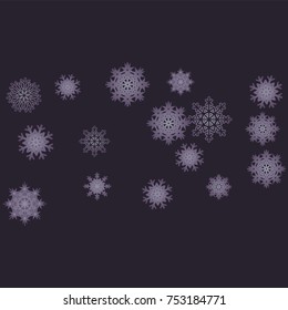 Christmas and New Year background vector with falling snowflakes. The effect of decorating snowflakes. Winter vacation. Well suited for a Christmas card, banner or poster. EPS 10
