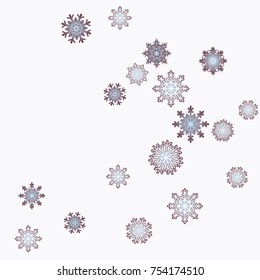 Christmas and New Year background vector with falling snowflakes. The effect of decorating snowflakes. Winter vacation. Well suited for a Christmas card, banner or poster. EPS 10
