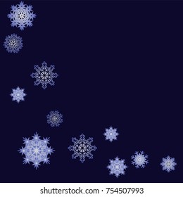Christmas and New Year background vector with falling snowflakes. The effect of decorating snowflakes. Winter vacation. Well suited for a Christmas card, banner or poster. EPS 10