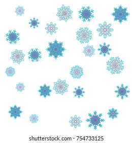 Christmas and New Year background vector with falling snowflakes. The effect of decorating snowflakes. Winter vacation. Well suited for a Christmas card, banner or poster. EPS 10