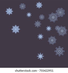 Christmas and New Year background vector with falling snowflakes. The effect of decorating snowflakes. Winter vacation. Well suited for a Christmas card, banner or poster. EPS 10
