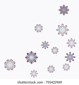 Christmas and New Year background vector with falling snowflakes. The effect of decorating snowflakes. Winter vacation. Well suited for a Christmas card, banner or poster. EPS 10