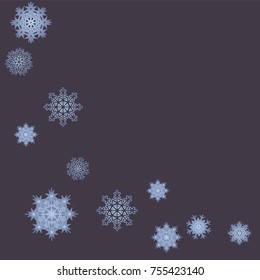 Christmas and New Year background vector with falling snowflakes. The effect of decorating snowflakes. Winter vacation. Well suited for a Christmas card, banner or poster. EPS 10