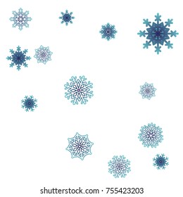 Christmas and New Year background vector with falling snowflakes. The effect of decorating snowflakes. Winter vacation. Well suited for a Christmas card, banner or poster. EPS 10