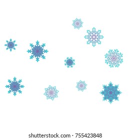 Christmas and New Year background vector with falling snowflakes. The effect of decorating snowflakes. Winter vacation. Well suited for a Christmas card, banner or poster. EPS 10