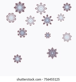 Christmas and New Year background vector with falling snowflakes. The effect of decorating snowflakes. Winter vacation. Well suited for a Christmas card, banner or poster. EPS 10