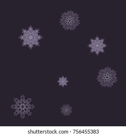 Christmas and New Year background vector with falling snowflakes. The effect of decorating snowflakes. Winter vacation. Well suited for a Christmas card, banner or poster. EPS 10