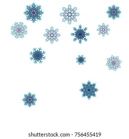Christmas and New Year background vector with falling snowflakes. The effect of decorating snowflakes. Winter vacation. Well suited for a Christmas card, banner or poster. EPS 10