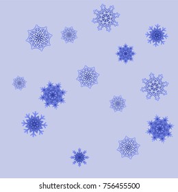 Christmas and New Year background vector with falling snowflakes. The effect of decorating snowflakes. Winter vacation. Well suited for a Christmas card, banner or poster. EPS 10