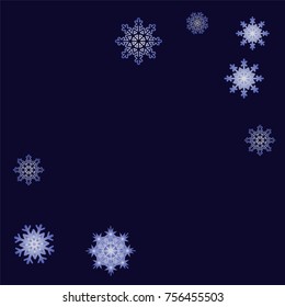 Christmas and New Year background vector with falling snowflakes. The effect of decorating snowflakes. Winter vacation. Well suited for a Christmas card, banner or poster. EPS 10