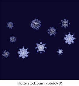 Christmas and New Year background vector with falling snowflakes. The effect of decorating snowflakes. Winter vacation. Well suited for a Christmas card, banner or poster. EPS 10