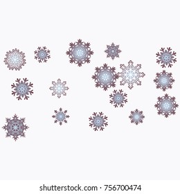Christmas and New Year background vector with falling snowflakes. The effect of decorating snowflakes. Winter vacation. Well suited for a Christmas card, banner or poster. EPS 10