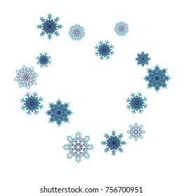 Christmas and New Year background vector with falling snowflakes. The effect of decorating snowflakes. Winter vacation. Well suited for a Christmas card, banner or poster. EPS 10